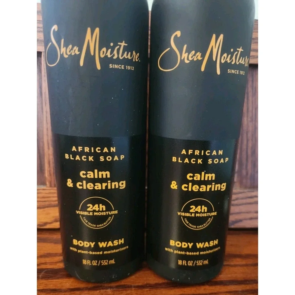 (Pack of 2) Shea Moisture African Black Soap Calm & Clearing Body Wash, 18 fl oz